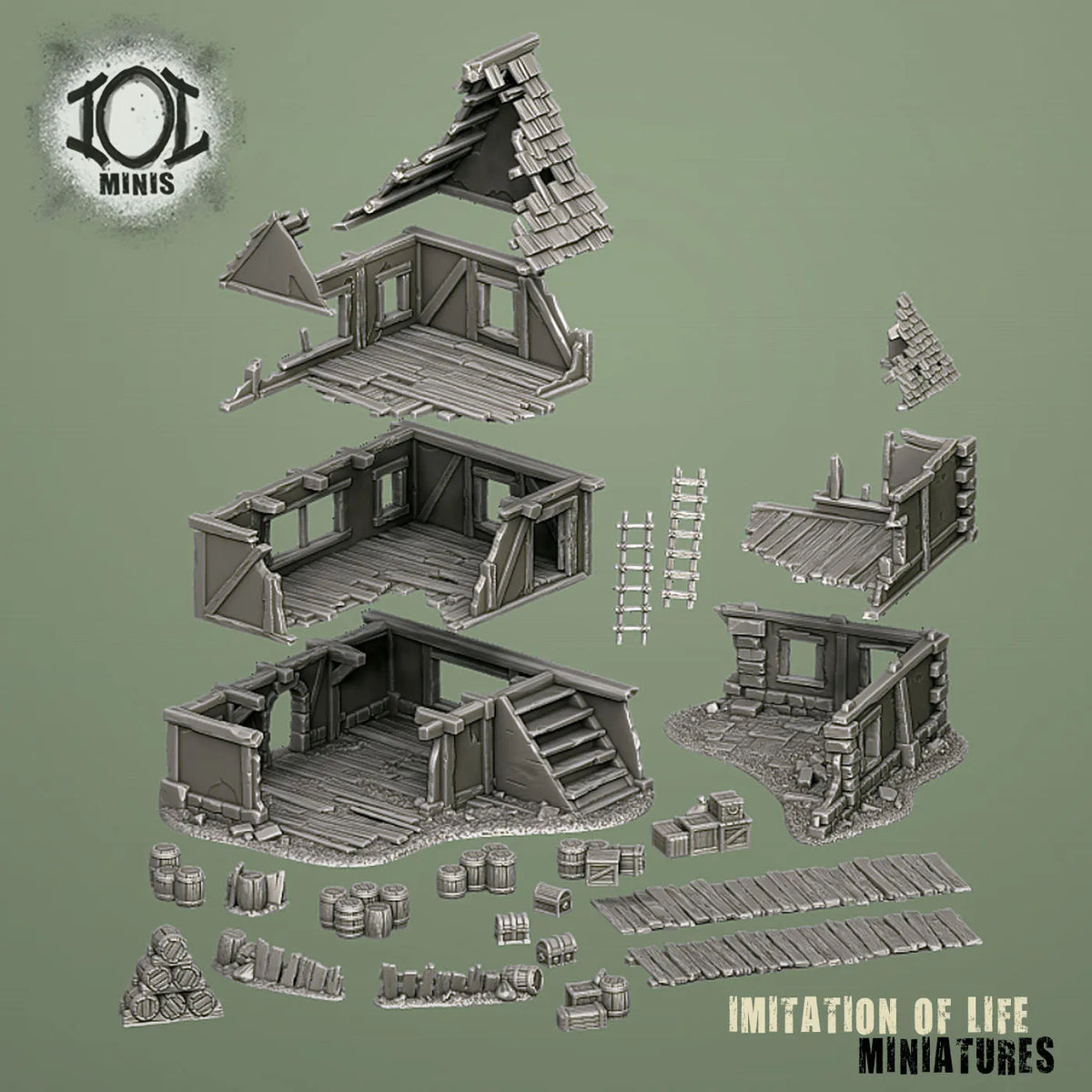 Ruined Building Set 1 Past Render