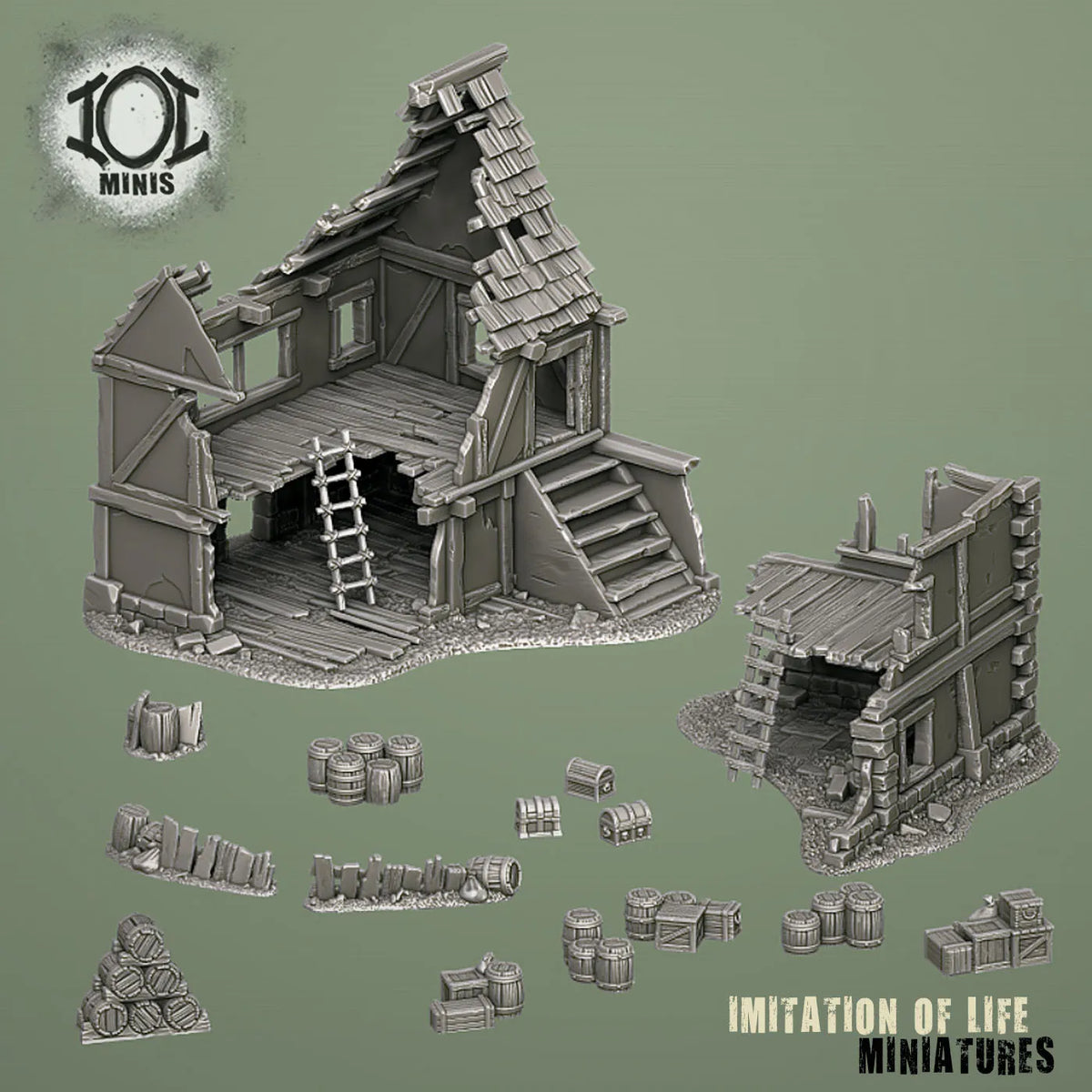 Ruined Building Set 1 Render